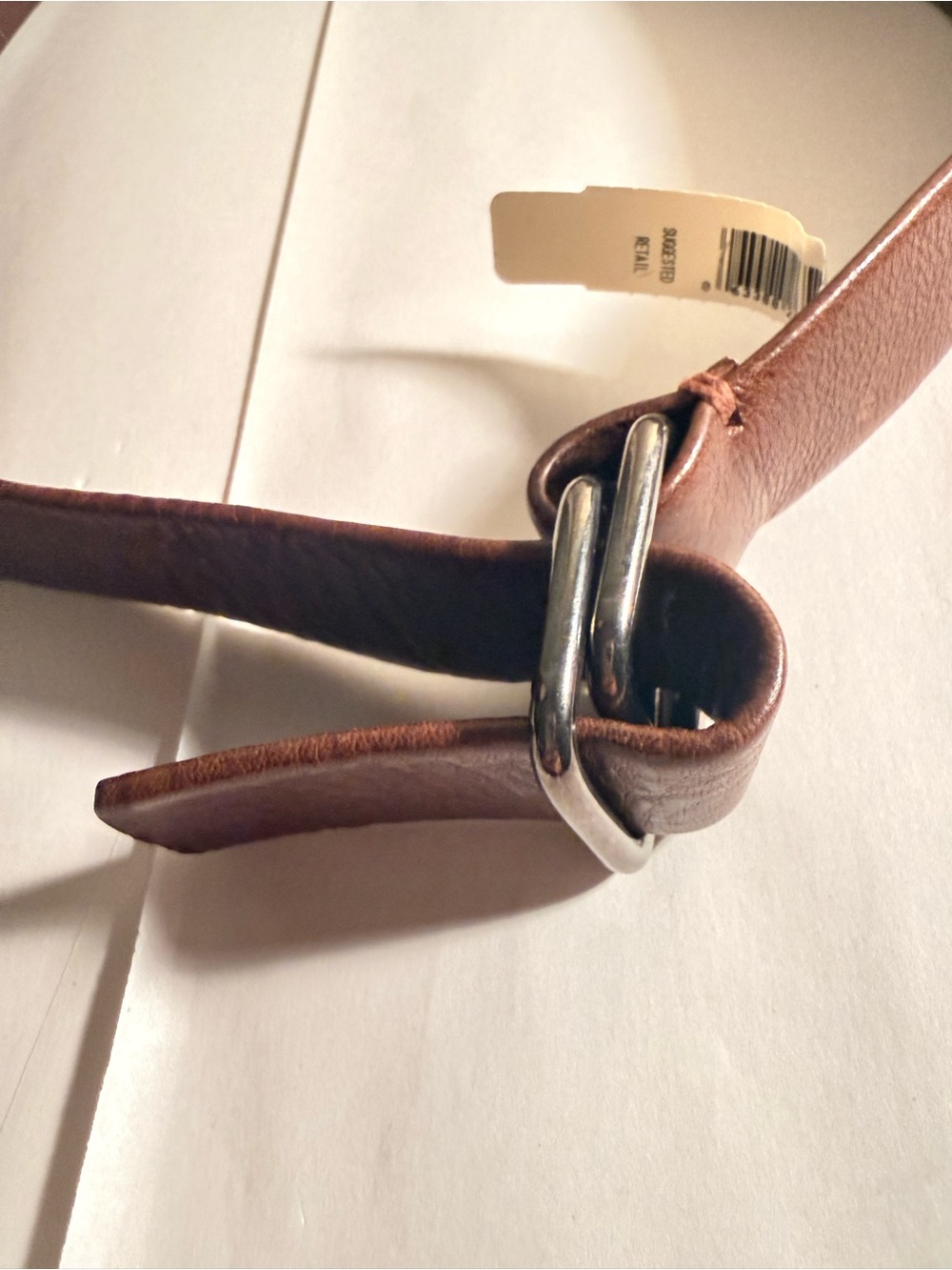 Classic Brown Leather Belt with Silver Buckle